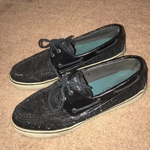 Sperry Top Sider Black Sparkle Loafers